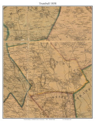 Trumbull, Connecticut 1858 Fairfield Co. - Old Map Custom Print