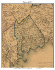 Westport, Connecticut 1858 Fairfield Co. - Old Map Custom Print