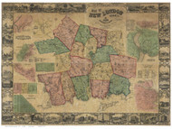 New London County Connecticut 1854 - Old Map Reprint