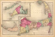 Barnstable County Plate 070-71, 1871 - Old Map Reprint - 1871 Atlas of Massachusetts