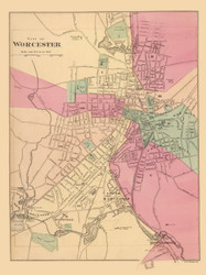 Worcester Plate 078, 1871 - Old Map Reprint - 1871 Atlas of Massachusetts