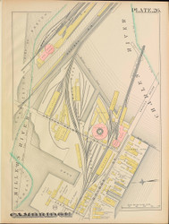 Cambridge Rail Yard Plate 26, 1886 - Old Street Map Reprint -Cambridge 1886 Atlas