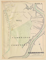 Cambridge Ward 1 Plate 4, 1886 - Old Street Map Reprint -Cambridge 1886 Atlas