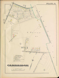 Cambridge Ward 1 Plate 11, 1886 - Old Street Map Reprint -Cambridge 1886 Atlas
