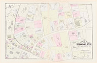 Brookline Plate E Harvard Street, 1874 - Old Street Map Reprint - Auburn Street, Harvard Street Congregational Church -Brookline 1874 Atlas