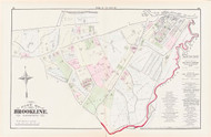 Brookline Plate H Walnut Street, 1874 - Old Street Map Reprint - High Street,Longwood Stream, Horse Rail Road -Brookline 1874 Atlas