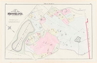 Brookline Plate J Brookline Reservoir, 1874 - Old Street Map Reprint - Warren Street, Cottage Street, West Roxbury Town Line -Brookline 1874 Atlas