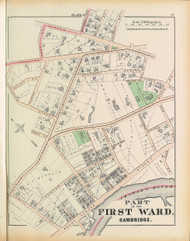 Cambridge Ward  1 Plate C, 1873 - Old Street Map Reprint -Cambridge 1873 Atlas