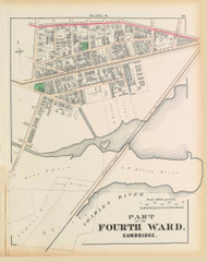 Cambridge Ward 4 Plate O, 1873 - Old Street Map Reprint -Cambridge 1873 Atlas