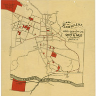 Asheville 1890  - Old Map Reprint - North Carolina  Cities