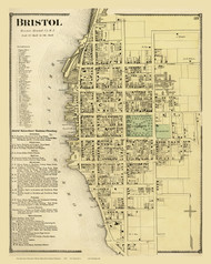 Bristol Village, Rhode Island 1870 - Old Town Map Reprint