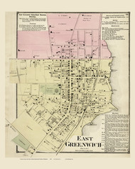 East Greenwich Village, Rhode Island 1870 - Old Town Map Reprint
