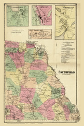 Smithfield, Rhode Island 1870 - Old Town Map Reprint