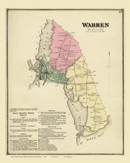 Warren, Rhode Island 1870 - Old Town Map Reprint