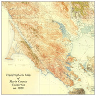 Marin County ca. 1920 - Custom USGS Old Topo Map - California