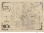 Ann Arbor 1854 Pettibone - Old Map Reprint - Michigan/Cities