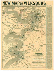 Vicksburg 1863 Tomlinson - Old Map Reprint - Mississippi Cities