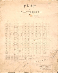 Plattsmouth ca. 1850 Lewis - Old Map Reprint - Nebraska Cities