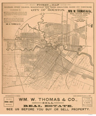 Houston 1890 Thomas WM - Old Map Reprint -  Texas Cities