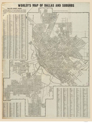 Dallas 1918 Worley - Old Map Reprint -  Texas Cities