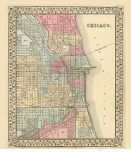 Chicago 1870 Mitchell - Old Map Reprint -  Illinois Cities