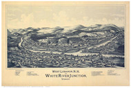 White River Junction, Vermont 1889 Bird's Eye View
