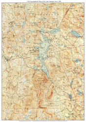 Lake Sunapee Area 1930 - Custom USGS Old Topo Map - New Hampshire