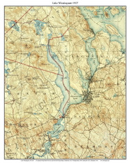 Lake Winnisquam 1927 - Custom USGS Old Topo Map - New Hampshire