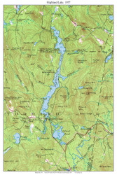 Highland Lake 1957 - Custom USGS Old Topo Map - New Hampshire