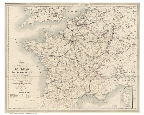 France 1856 Railroads & Principal Canals - Old Map Reprint - OLD MAPS
