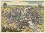 Paris, France 1655 Merian - Old Map Reprint