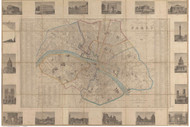 Paris, France 1841 Vuillemin - Old Map Reprint