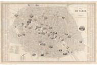 Paris, France 1841 Benard - Old Map Reprint