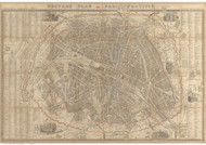 Paris, France 1854 Marie et Bernard - Old Map Reprint