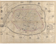 Paris, France 1858 Vuillemin - Old Map Reprint