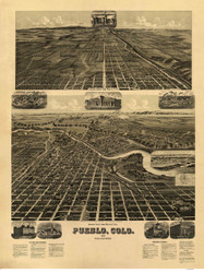 Pueblo, Colorado 1890 Bird's Eye View - LC