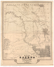 Dakota Territory 1872 Rice's Sectional Map  - Old State Map Reprint
