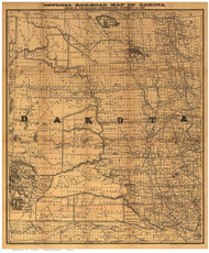 Dakota Territory 1886 Official Railroad Map - Old State Map Reprint