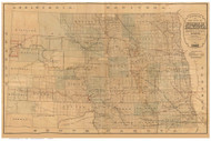 North Dakota 1892 Sectional Railroad Map - Old State Map Reprint