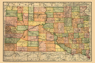 South Dakota 1892 Rand McNally & Co. - Old State Map Reprint