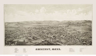 Amherst, Massachusetts 1886 Bird's Eye View - Old Map Reprint BPL