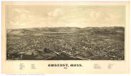 Amherst, Massachusetts 1886 Bird's Eye View - Old Map Reprint