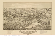 Arlington, Massachusetts 1884 Bird's Eye View - Old Map Reprint BPL