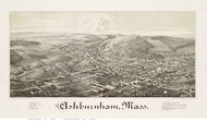 Ashburnham, Massachusetts ca 1886 Bird's Eye View - Old Map Reprint BPL