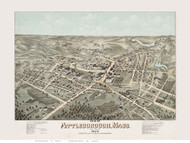 Attleborough, Massachusetts 1878 Bird's Eye View - Old Map Reprint BPL
