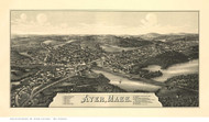 Ayer, Massachusetts 1886 Bird's Eye View - Old Map Reprint