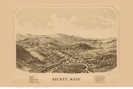 Becket, Massachusetts 1879 Bird's Eye View - Old Map Reprint BPL