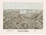 Canton, Massachusetts 1878 Bird's Eye View - Old Map Reprint BPL