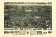 Canton, Massachusetts 1918 Bird's Eye View - Old Map Reprint