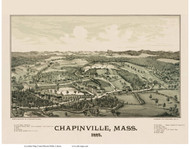 Chapinville, Massachusetts 1887 Bird's Eye View - Old Map Reprint BPL